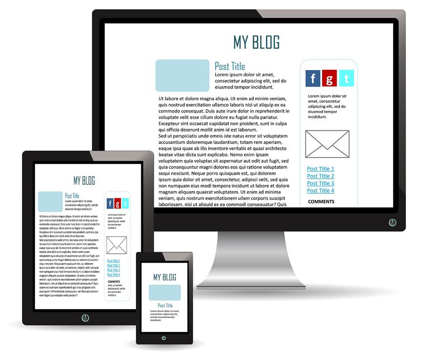 Illustration of different devices displaying a blog page.