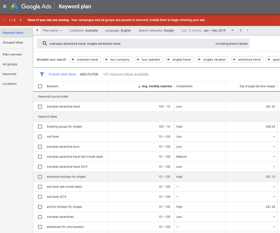 Google Ads Keyword Planner