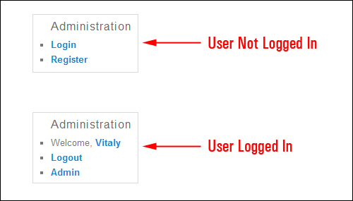 Login-Logout plugin options.