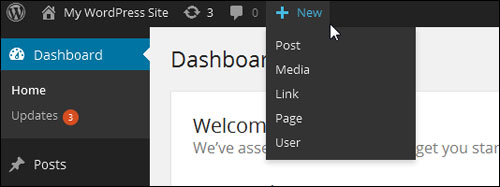 Toolbar shortcuts menu