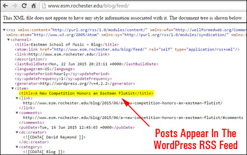 Example of a WordPress RSS feed.