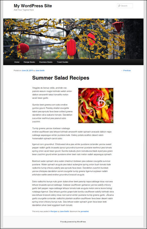 Example of a single post page.