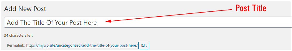 Add New Post - Post Title field.