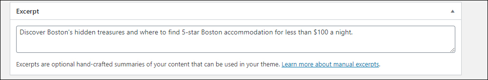 WordPress Post Excerpt field.