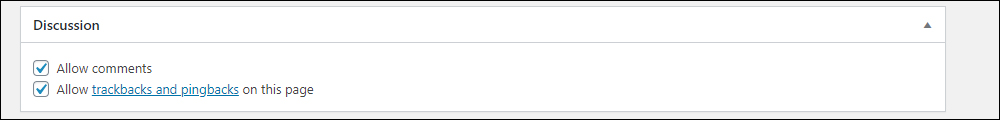 WordPress Post Discussion settings.