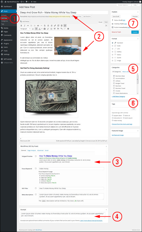 WordPress post publishing process.