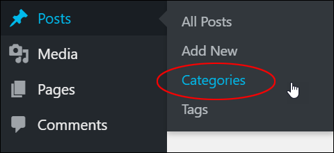 WordPress Menu > Posts > Categories