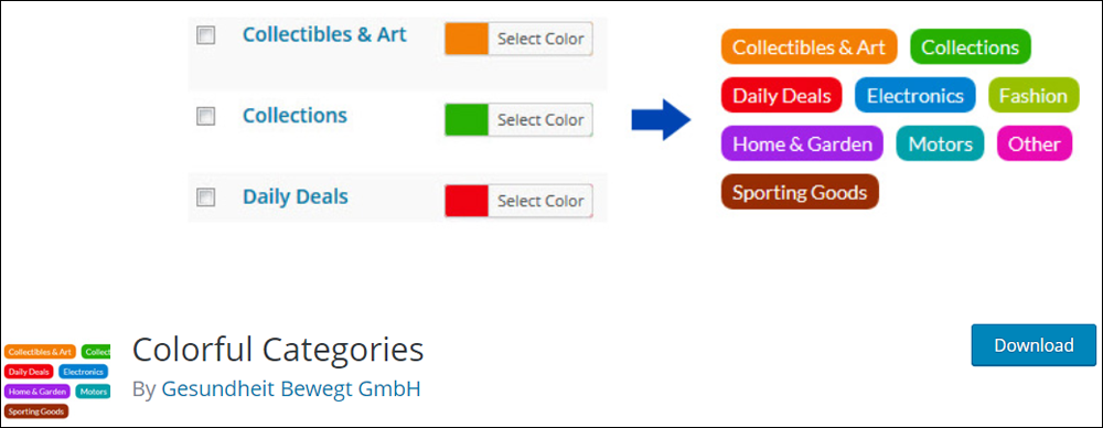 Colorful Categories - WordPress plugin.