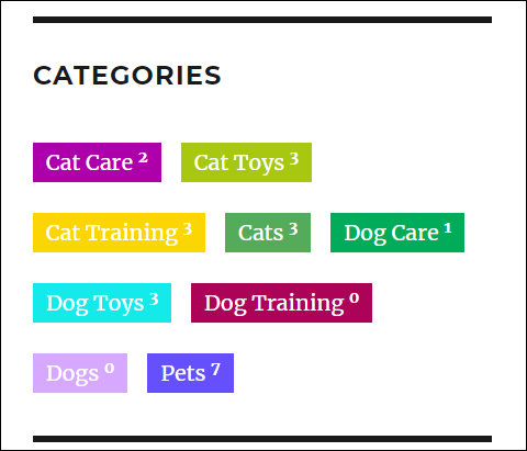 Categories widget